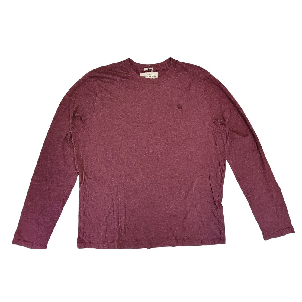 Abercrombie Fitch Mens Long Sleeve Crew Neck T Shirt Red Heather XXL‎ Muscle Fit